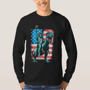 Camiseta Estátua Dino Da Liberdade 4 De Julho Meninos Ameri