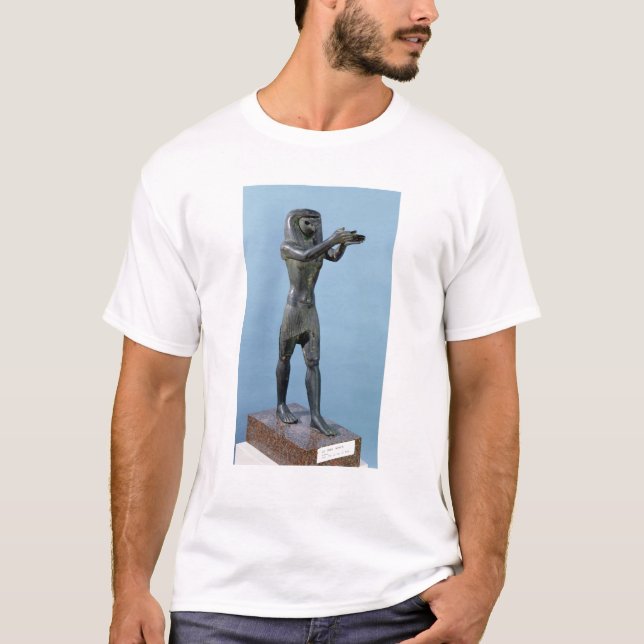 Camiseta Estátua do deus Horus que faz uma bebida (Frente)