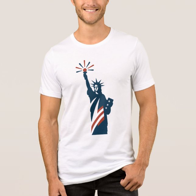 Camiseta Estátua do Patriótico dos EUA, bandeira design (Frente)