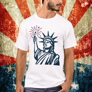 Camiseta Estátua dos fogos de artifício da Liberdade Patrió