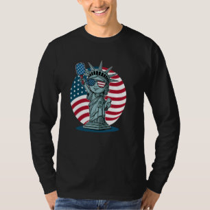 Camiseta Estátua Engraçada Da Liberdade Pickleball 4 De Jul
