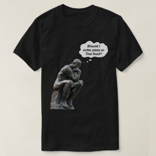 Camiseta Estátua engraçada do Pensador de Rodin - Pizza ou 