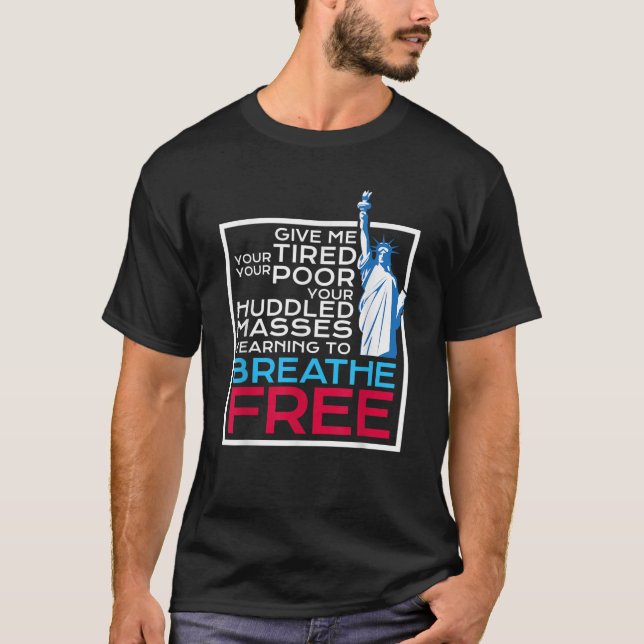 Camiseta Estátua Imigrante de Libertação Anti-ICE Patriótic (Frente)
