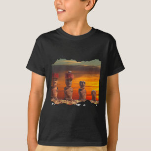 Camiseta Estátua Moai Ilha de Páscoa Manga Longa 
