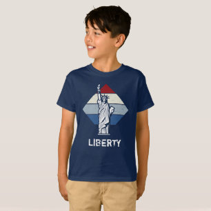Camiseta Estátua Patriótica da Liberdade Retro em Distân