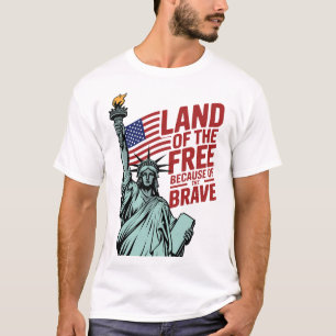 Camiseta Estátua Patriótica da Liberdade Terra de Livre