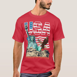 Camiseta Estátua Patriótica EUA Águia da Liberdade Monte Ru