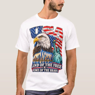 Camiseta Estátua Patriótica EUA Águia Liberdade Arte da Lib
