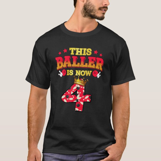 Camiseta Este Baller É Agora 4 Crianças Boliches Meninos 4  (Frente)