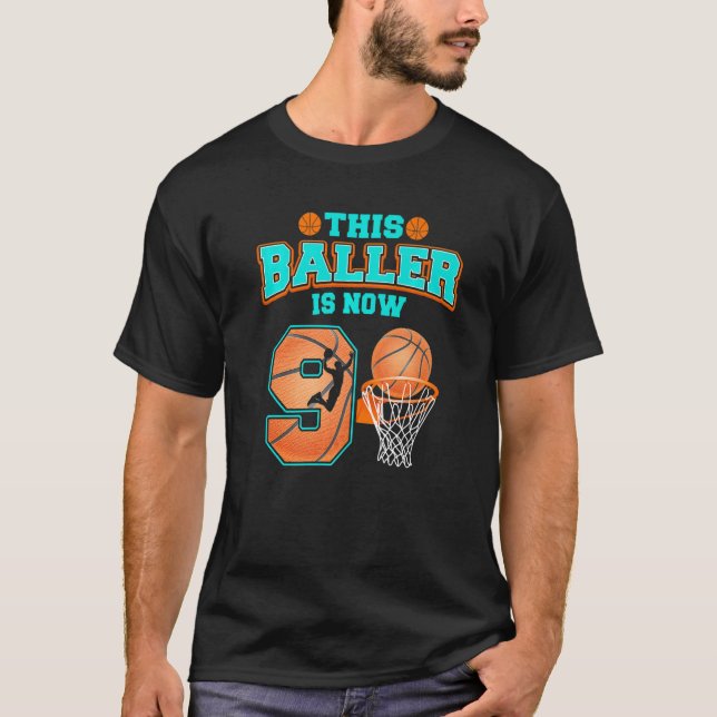 Camiseta Este Baller Tem Agora 9 Anos 9 Anos Noite De Baske (Frente)