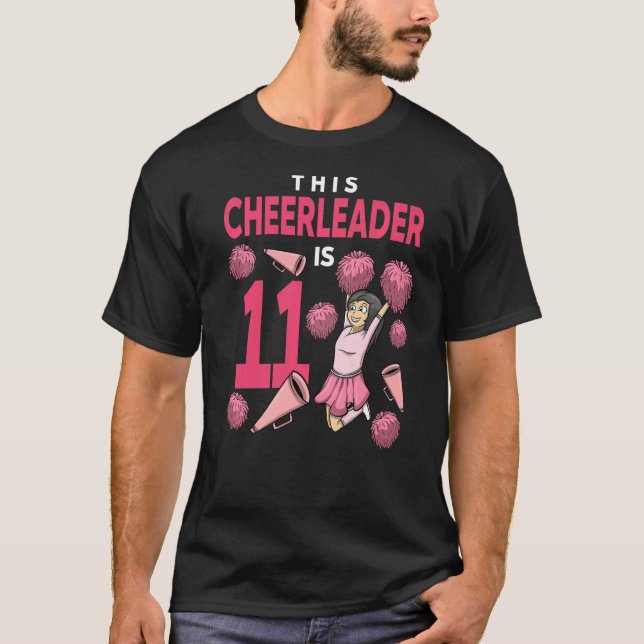 Camiseta Este Cheerleader É 11 Aniversário De Caça-Chuvas (Frente)