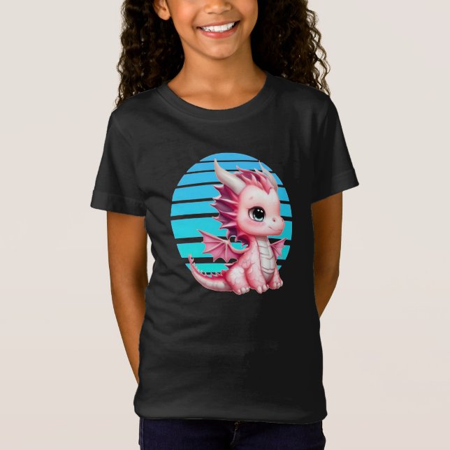 Camiseta Este design apresenta um dragão rosa fofo com gran (Frente)