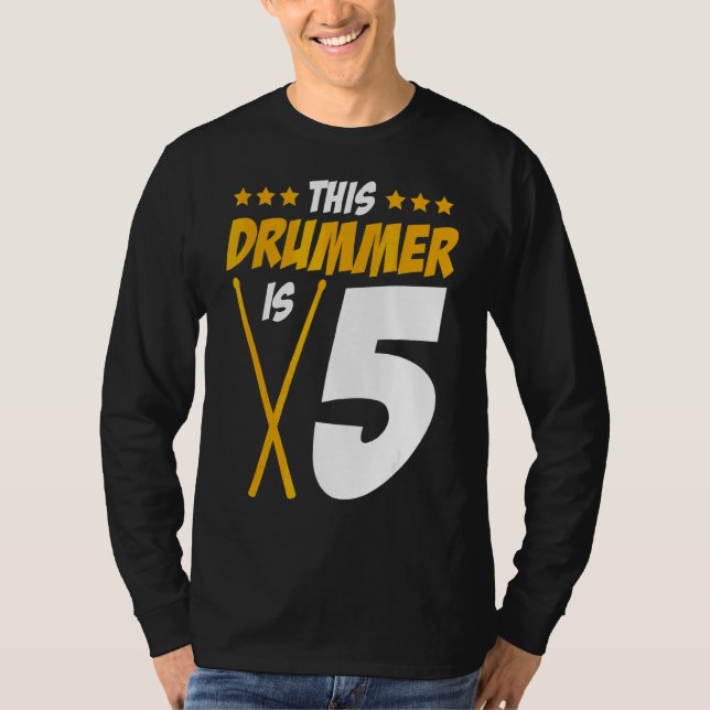 Camiseta Este Drummer É 5 Drummer Drum Set Music (Frente)