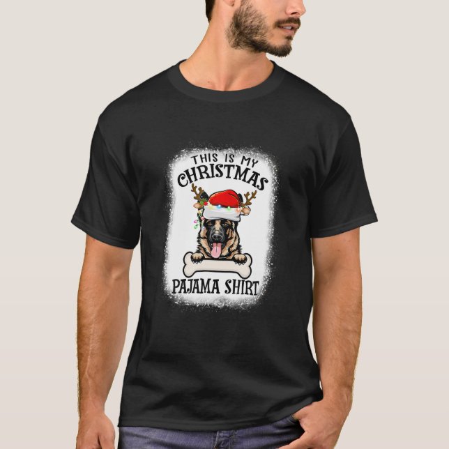 Camiseta Este É Meu German shepherd De Natal Do Pajama Li (Frente)