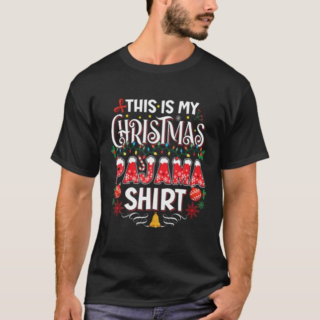 Camiseta Este É Meu Natal Mulheres Pajama Homens Homens Mat (Frente)