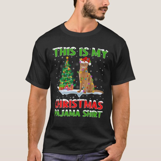 Camiseta Este É Meu Natal Pajama Abyssinian Cat Christm (Frente)