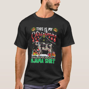 Camiseta Este É Meu Natal Pajama Engraçado Vaca Luzes De