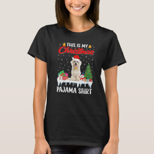 Camiseta Este É Meu Natal Pajama Maltês Cachorro Papai Noel