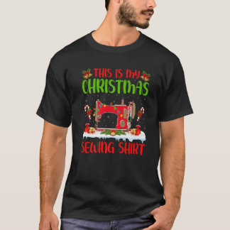 Camiseta Este É Meu Natal Pajama Sewing Machine Christm