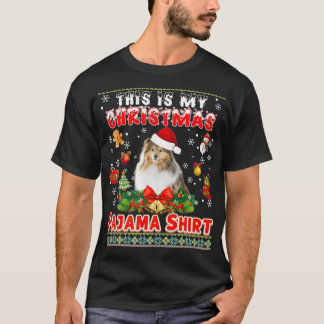 Camiseta Este É Meu Natal Pajama Sheltie Dog Ugly Swea