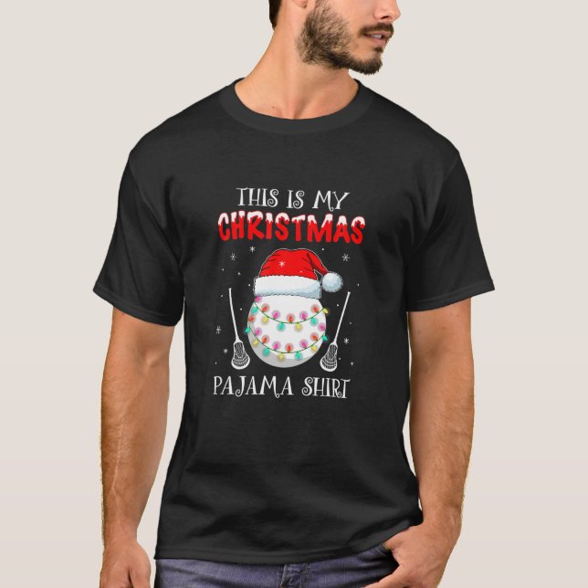 Camiseta Este É Meu Pajama De Natal Para Lacrosse Lover (Frente)