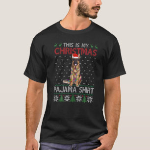 Camiseta Este É Meu Pijama De Natal Pastor Alemão Luz