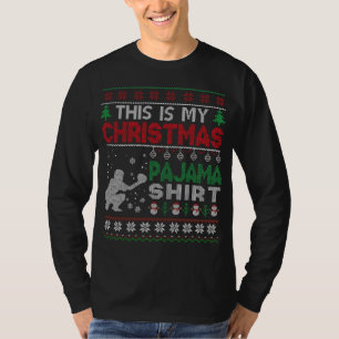 Camiseta Este é meu pijama de natal Ugly Sweater Baseball
