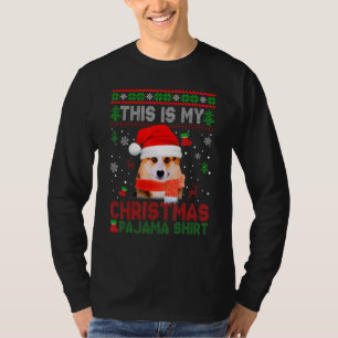Camiseta Este É Meu Pijama Feio De Natal Corgi Cachorro