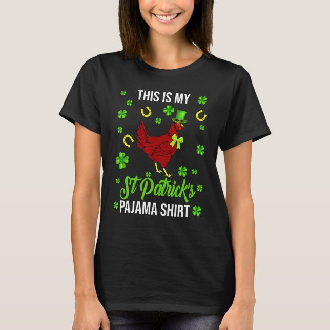 Camiseta Este É Meu St Patricks Pijama Leprechaun Frango L (Frente)
