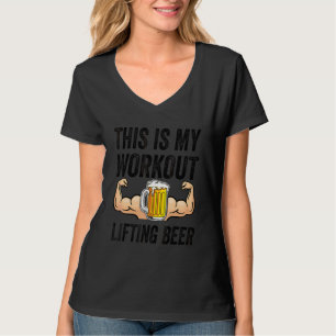 Camiseta Este É Meu Treino  Levantando Cerveja    Bebendo C