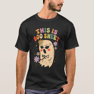 Camiseta Este É O Boo Sheet Ghost Groovy Floral Halloween C