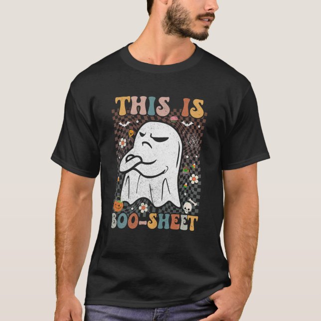 Camiseta Este É O Boo Sheet Groovy Retro Halloween Homens (Frente)