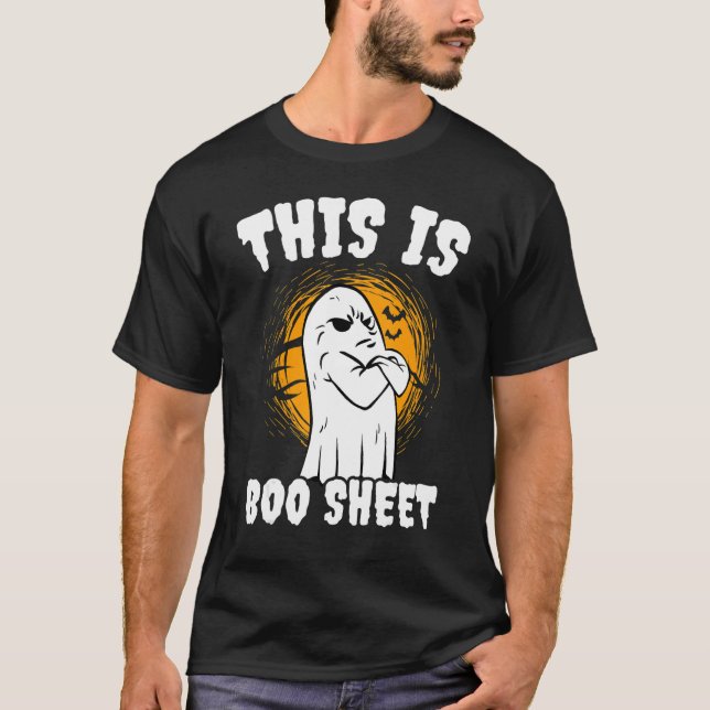 Camiseta Este É O Boo Sheet Halloween Pumpkin Ghosts Hallow (Frente)
