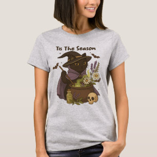Camiseta Este é o Gato das Bruxas da Época com Cauldron