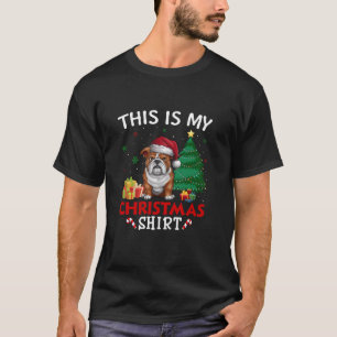 Camiseta Este é o meu Bulldog Inglês Santa Hat no Natal Paj