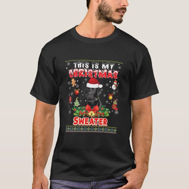 Camiseta Este É O Meu Cachorro Negro De Natal, Labrador Ug (Frente)