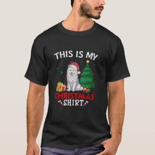 Camiseta Este é o meu cachorro Samoyed Papai Noel no Natal