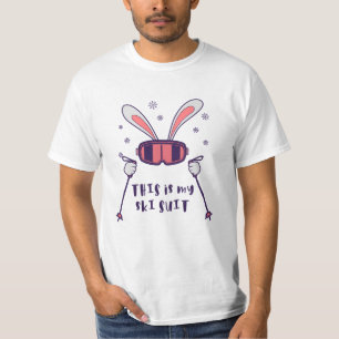 Camiseta Este é o meu Coelho de Esqui de Ski com bastões de