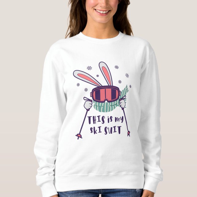 Camiseta Este é o meu Coelho de Esqui de Ski com bastões de (Frente)