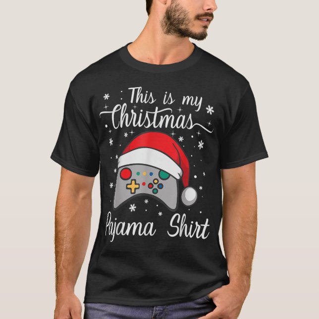 Camiseta Este É O Meu Controlador De Chapéu De Natal Pajama (Frente)