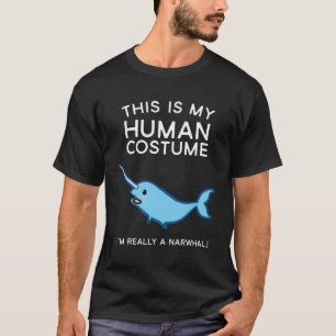 Camiseta Este É O Meu Costume Humano Narwhal Halloween