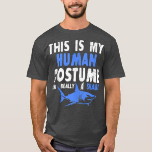 Camiseta Este É O Meu Figurino Humano Eu Sou Um Tubarão Eng