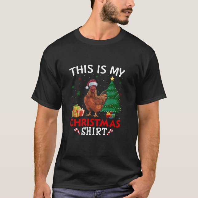 Camiseta Este é o meu Galinha Papai Noel Natal Pajama T Sh (Frente)