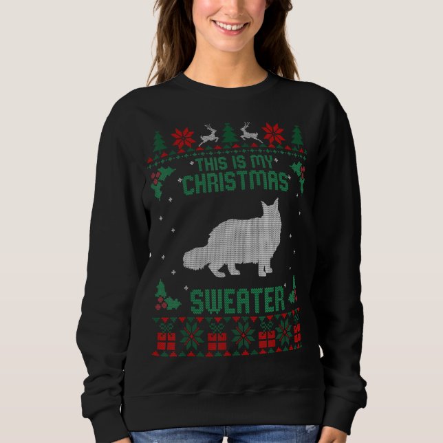Camiseta Este É O Meu Gato De Maine Coon De Natal Feio (Frente)