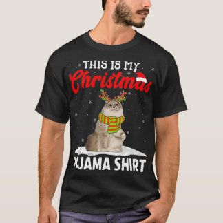 Camiseta Este É O Meu Gato De Pajama Ragdoll De Natal