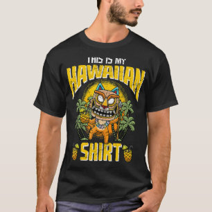 Camiseta Este é o meu gato havaiano vestindo máscara Tiki L