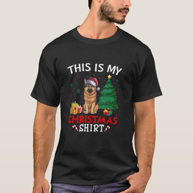 Camiseta Este é o meu German shepherd Cachorro Papai Noel d (Frente)