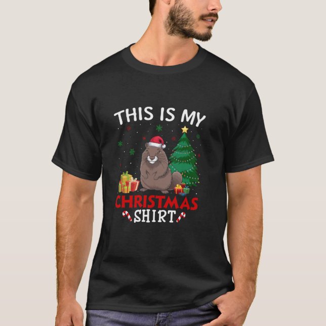 Camiseta Este é o meu Gopher Santa Hat Natal Pajama T Shi (Frente)