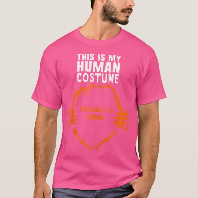 Camiseta Este É O Meu Humano Eu Sou Realmente Gerbil Hallow (Frente)
