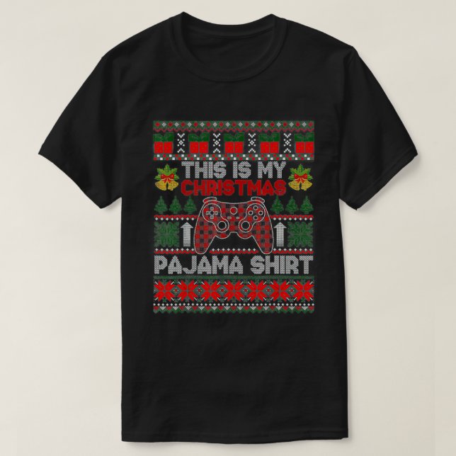 Camiseta Este é o meu jogo de Natal Pajama Santa Hat (Frente do Design)